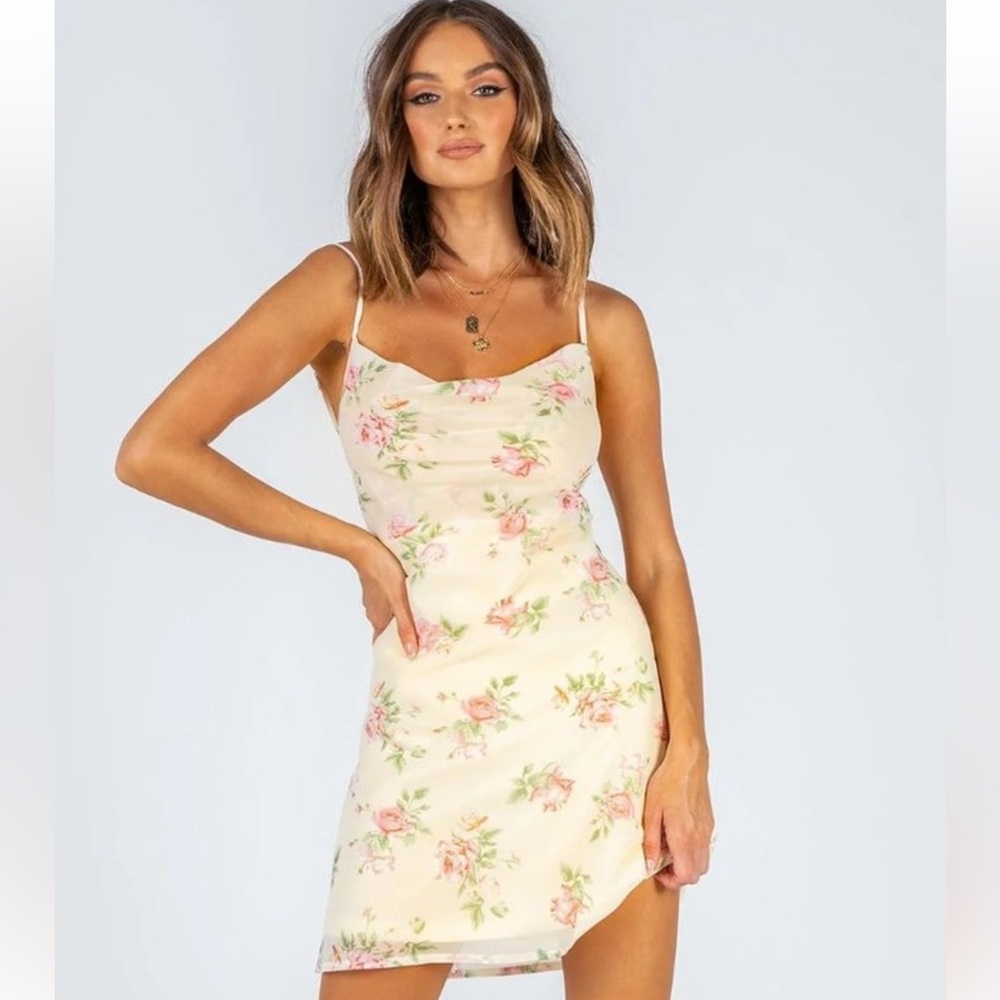 Princess Polly yellow floral mini dress
